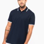 Polo de manga curta para homem com riscas em contraste