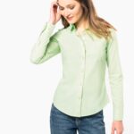 Camisa popeline poliéster / algodão de tratamento fácil de senhora