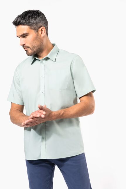Camisa popeline poliéster / algodão manga curta de tratamento fácil de homem