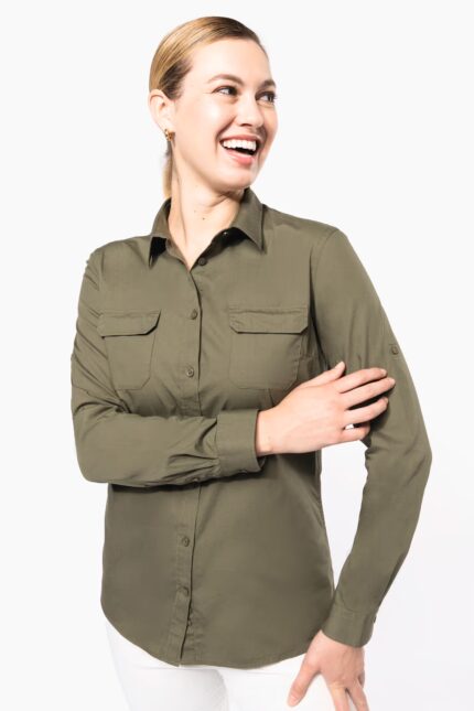 Camisa Safari de senhora manga comprida