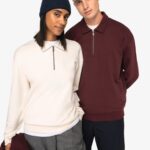 Sweatshirt eco-responsável 1/2 fecho com gola tipo polo com ombros descaídos unissexo
